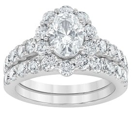 Adalyn. Lab Grown 3ctw. Oval Diamond Halo Ring Set in 14k White Gold